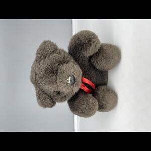 Vintage 1989 Brown plush teddy bear made by International Silver Co. 7” *